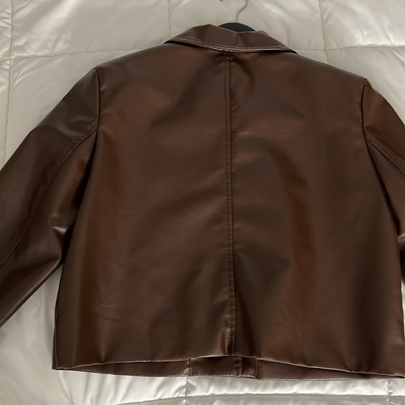 SINGLE BREAST PU CROPPED LEATHER JACKET - Picture 6 of 6